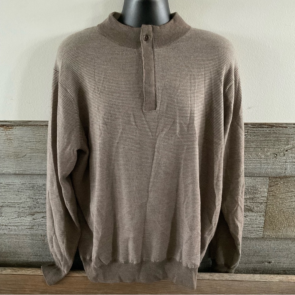 Peter Millar Needle Stretch 1/4 Zip Covered Placket Sweater Size XL Brown (P1)